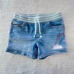 Lands' End Girl's Embroidered Denim Shorts VGUC 8